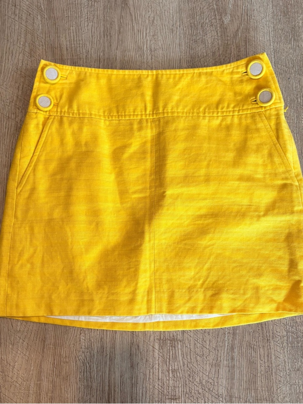 Banana Republic Bright Yellow Button-Accent Mini Skirt